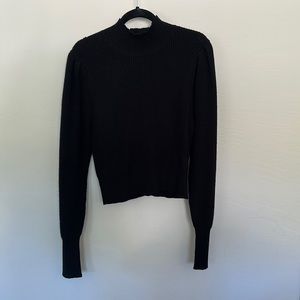 Cropped black high neck sweater